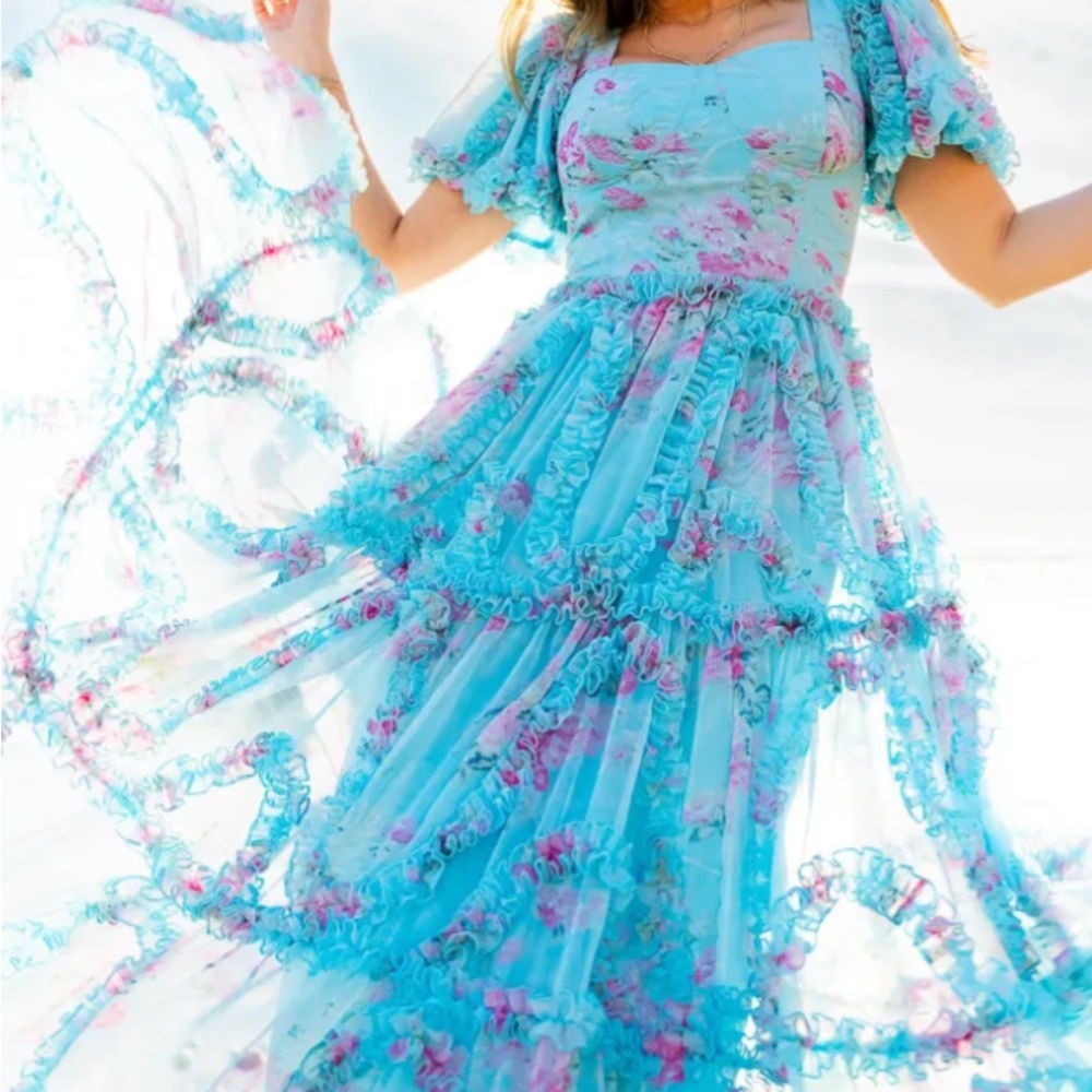 Ivy City Co Blue and Pink Floral Layla Dress